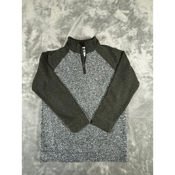 Old Navy Kids Boys XL 14 16 Gray Black Speckled Quarter Zip Pullover Sweater - Picture 2 of 7